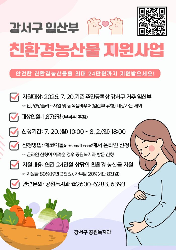 กังซอ-กู มอบอาหารออร์แกนิกมูลค่า 240,000 วอน ให้หญิงมีครรภ์ 1,876 คน เปิดรับสมัครตั้งแต่ 20 กรกฎาคม