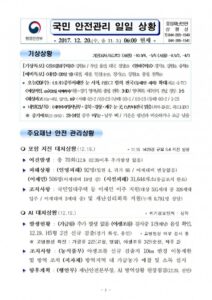 행안부 재난안전 상황실 2017년 12월 20일