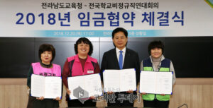 전남교육청, 전국학비연대회의와 모범적 임금협약 체결
