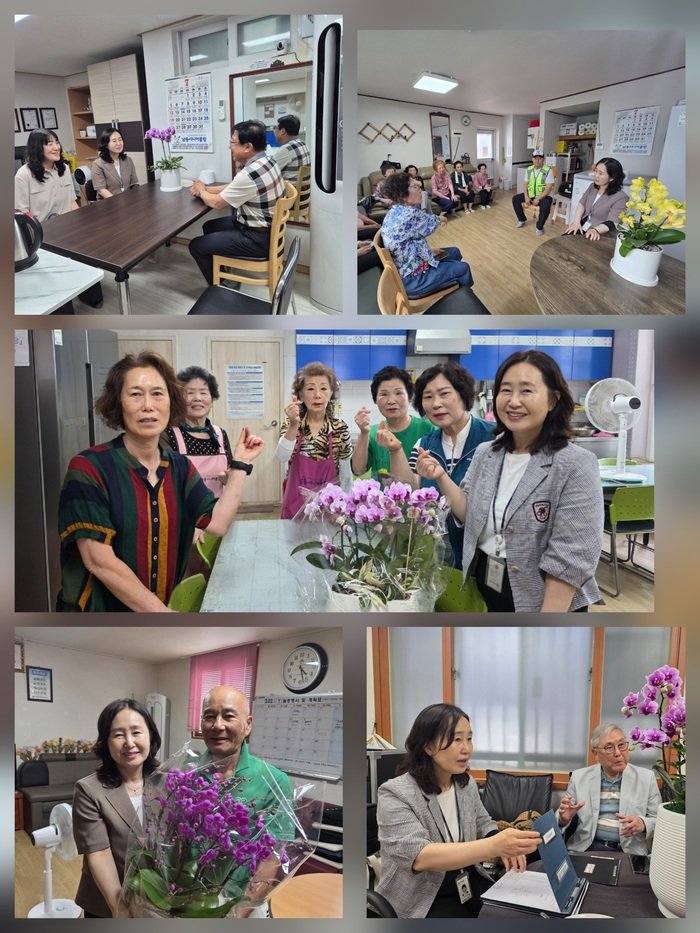 만수5동장, 경로당 방문 및 꽃 화분 전달