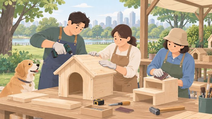 [코리안투데이] 仁川大公园宠物木制用品制作木工体验 © 장형임 기자
